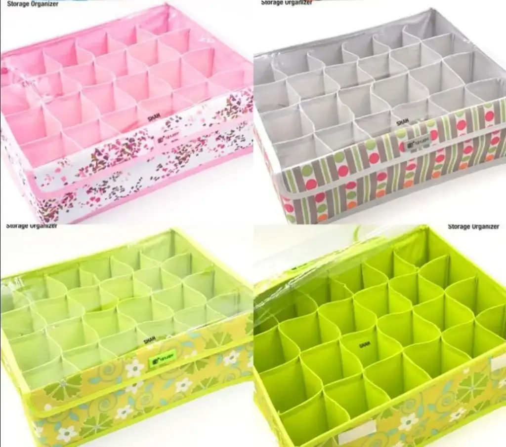 24 Grid Organizer Container Drawer Closet Foldable Storage Box (Multi-color)