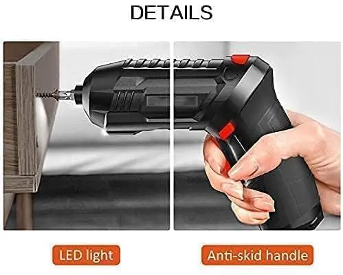 47 IN 1 Cordless Electric Screwdriver Drill with Built-in LED Rechargeable Wireless Drill Machine Kit Power Drill Screw Gun Tool, Accessories for House,Office,Travel