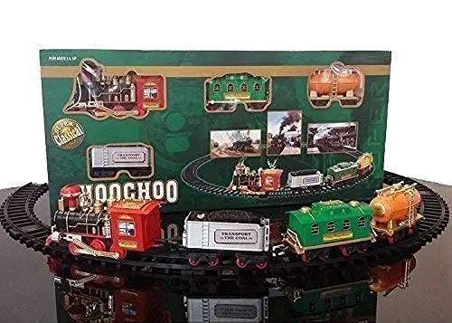 Choo Choo Super Locomotive train with Track : Smoke, Sound, and Lights Galore Vintage Design for Kids of All Ages/Battery Operated