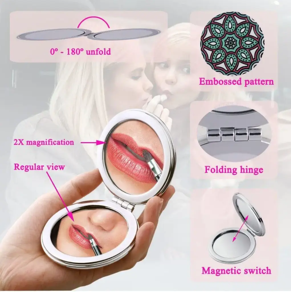 Foldable Mirror with keychain, Print Pocket Mirror Compact Makeup Mirror (Multi Design, Multi Color)