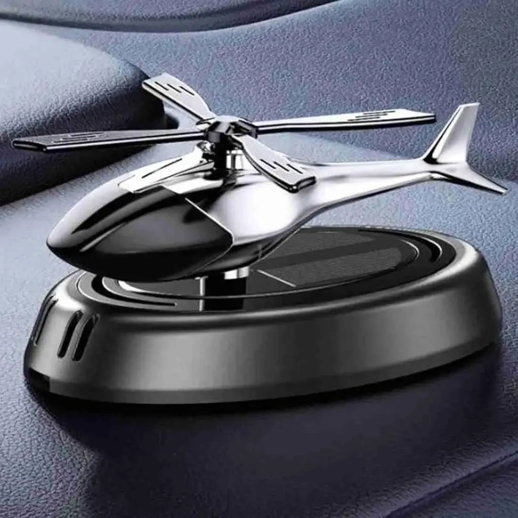 Helicopter Solar Car Air Freshener (Black) Car Perfume, Solar-Powered Scent Diffuser, Interior Decoration Accessories For Car Dashboard with Perfume liquid & Organic Fragrance.