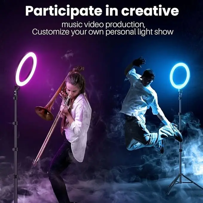 10 Inch RGB Desktop Soft LED Ring Light Without Tripod 5 Colours Modes Dimmable Suitable for YouTube, Instagram Reels, Photo-Shoot, Live Stream, Makeup Videos