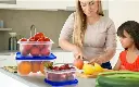Plastic Food Storage Container 3 Pcs Set, Airtight Lid for Kitchen, (800ml,1600ml,2400ml) (RED, BLUE)