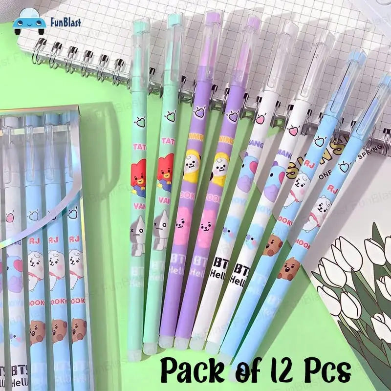 12Pcs Erasable Gel Pens Erasable Pens 0.5mm, Erasable Pens with Magic Eraser, Smooth Writing Gel Pen