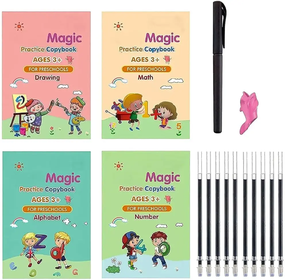 Magic Practice Book(4 BOOK + 10 REFILL+ 1 pen +1 grip)