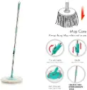 Metrox Mop Heavy Quality 360° Spin Mop & Stainless Steel Wringer and Auto-Fold Handle, Floor Cleaning Mop with Bucket