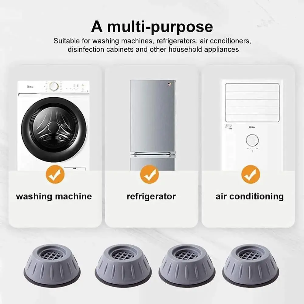 Anti Vibration Pads for Washing Machine - Shock Absorber Noise Cancelling Feet Pads - Heightening Round Support (Pack of 4)