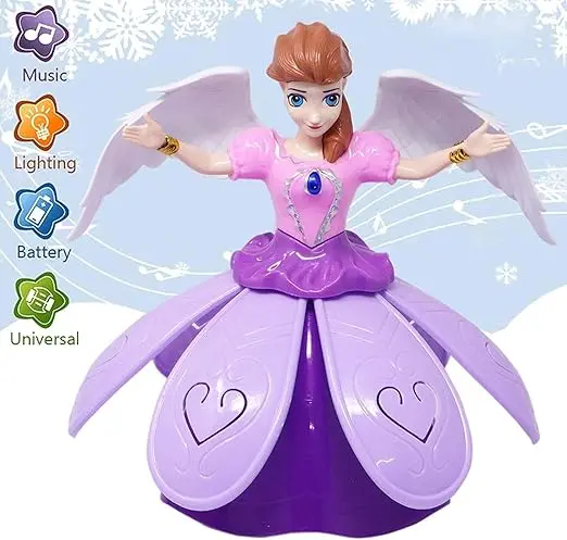 Angel Girl with Light and Music, Dancing Rotating Musical Fairy Princes Angel Doll Toy for Kids
