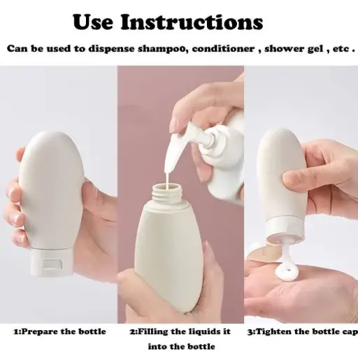 Travel Bottles for Toiletries, Pack of 3 Shampoo Bottle Set, Toiletry Bottles, Containers Small Leakproof Mini Essentials -60Ml, Multicolour|