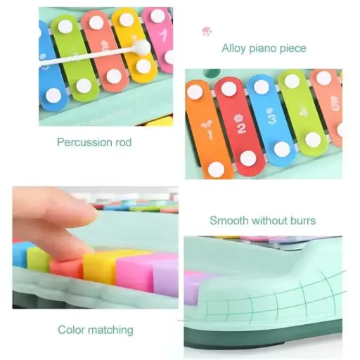 2 in 1 Big Piano Xylophone Musical Toy for Kids (Age 3+) with 8 Keys, 2 Sticks, Keyboard Xylophone Piano