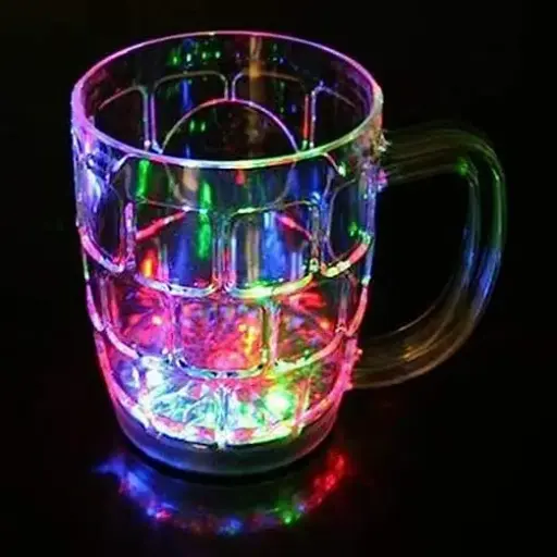 Rainbow Color Cup LED Flashing 7 Color Changing Light. Pour Water or Tea, Lighting Cup, Easy Battery Replace Glass (250 ml) Glass Mug