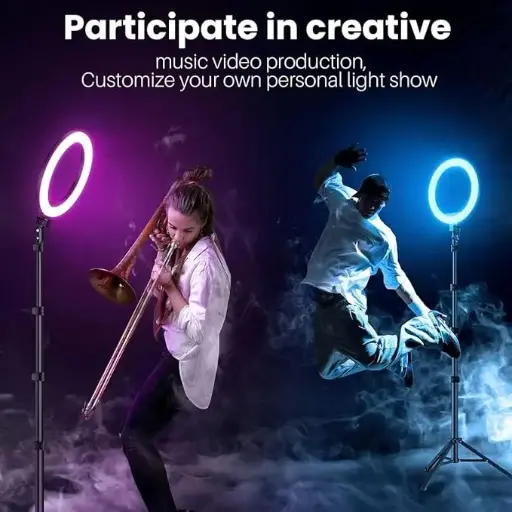 10 Inch RGB Desktop Soft LED Ring Light Without Tripod 5 Colours Modes Dimmable Suitable for YouTube, Instagram Reels, Photo-Shoot, Live Stream, Makeup Videos