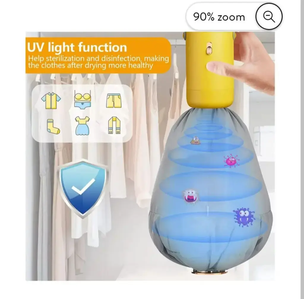 Portable Mini Dryer Clothes Dryer with Clothes Bag Multifunctional Travel Small Dryer for Underwear Panties Swimsuit Socks Shoes