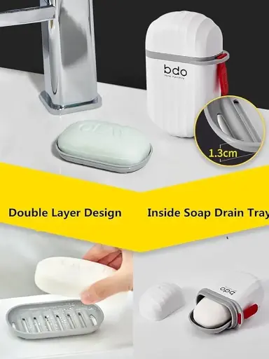 TRAVELLING SOAP CASE WATERPROOF & LEAKPROOF Soap Box with Cover for Travel Camping